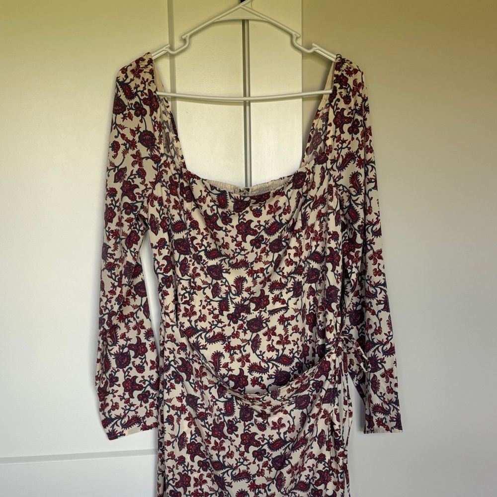 Abercrombie & Fitch Burgundy and Cream Long Sleeve Dress
